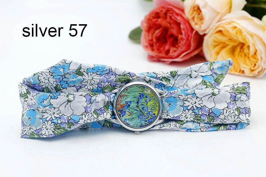 Shsby New Ladies Cloth Wristwatch Fashion Women Dress Watch High Quality Silver Quartz Watch Sweet Girls Watch Fabric Clock