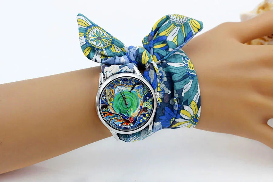 Shsby New Ladies Cloth Wristwatch Fashion Women Dress Watch High Quality Silver Quartz Watch Sweet Girls Watch Fabric Clock