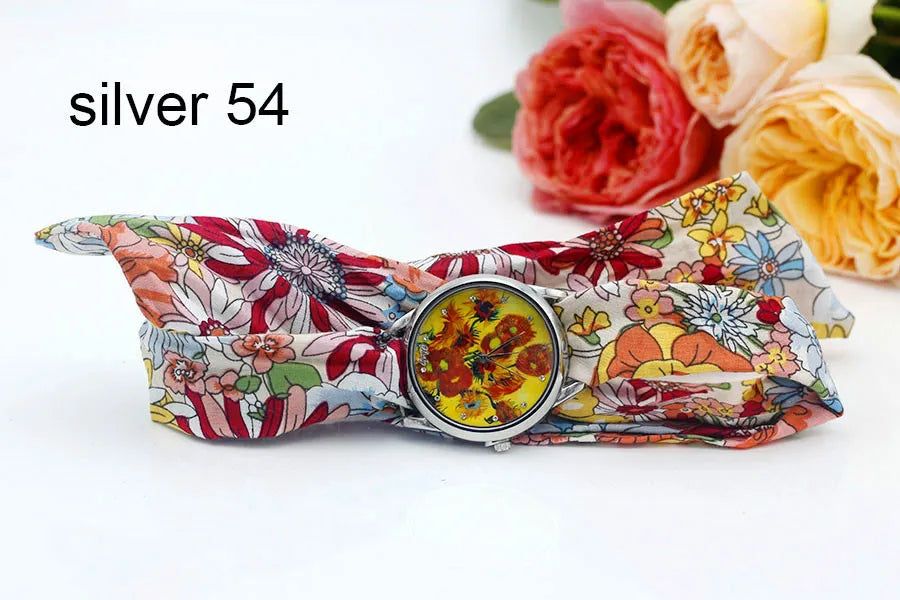 Shsby New Ladies Cloth Wristwatch Fashion Women Dress Watch High Quality Silver Quartz Watch Sweet Girls Watch Fabric Clock