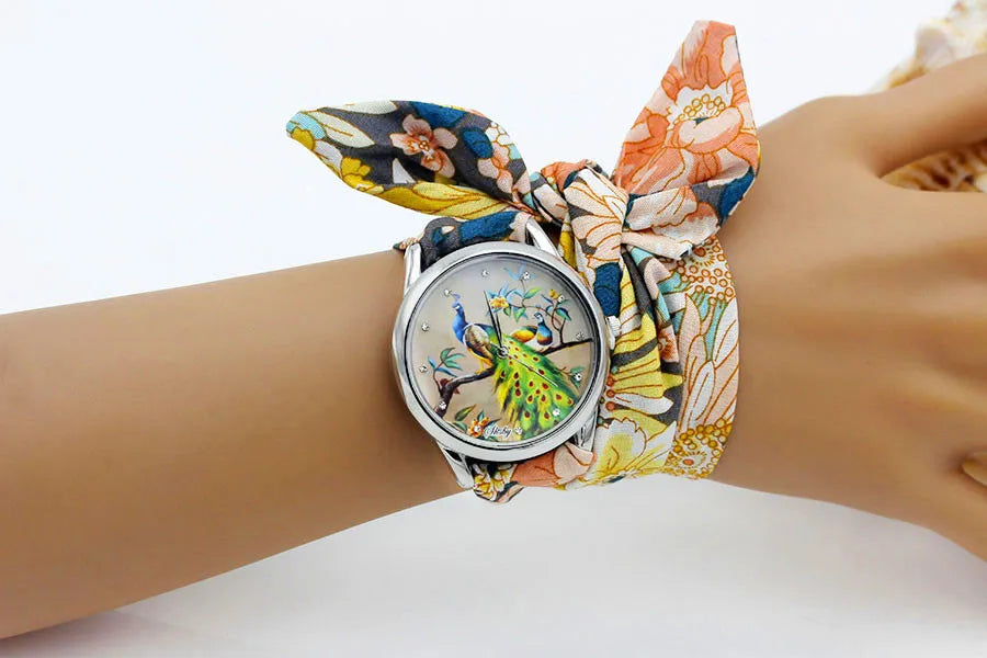 Shsby New Ladies Cloth Wristwatch Fashion Women Dress Watch High Quality Silver Quartz Watch Sweet Girls Watch Fabric Clock