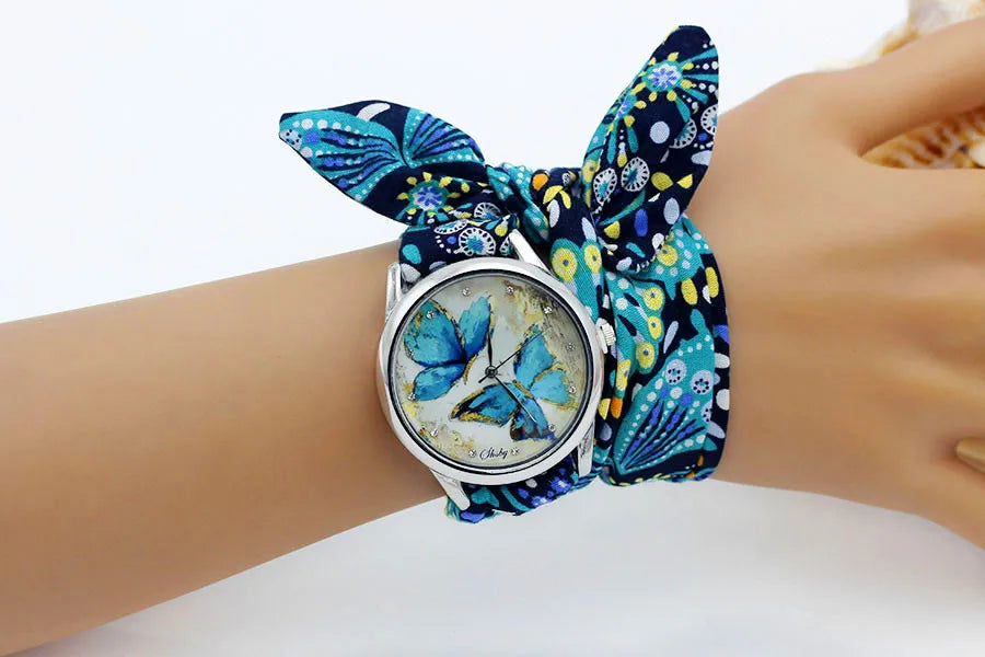 Shsby New Ladies Cloth Wristwatch Fashion Women Dress Watch High Quality Silver Quartz Watch Sweet Girls Watch Fabric Clock