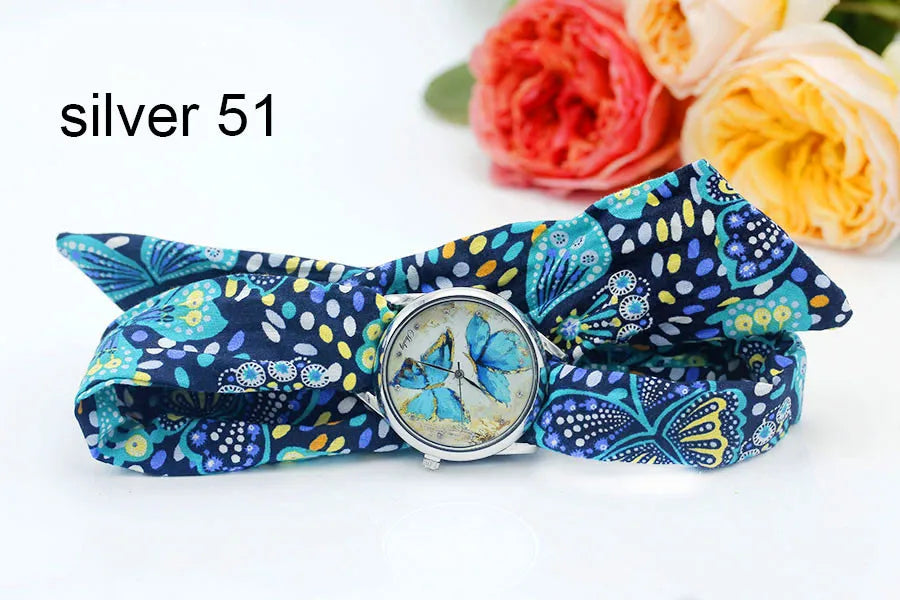 Shsby New Ladies Cloth Wristwatch Fashion Women Dress Watch High Quality Silver Quartz Watch Sweet Girls Watch Fabric Clock
