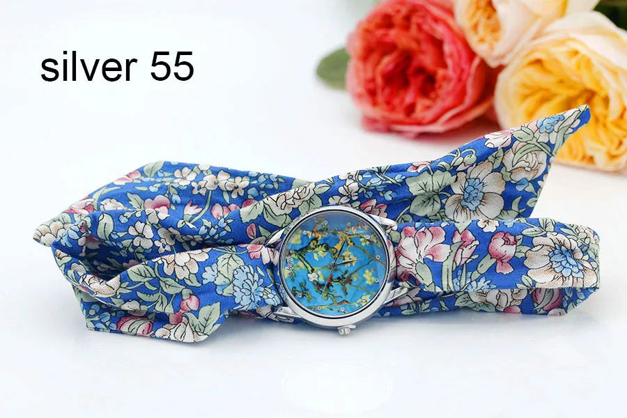 Shsby New Ladies Cloth Wristwatch Fashion Women Dress Watch High Quality Silver Quartz Watch Sweet Girls Watch Fabric Clock