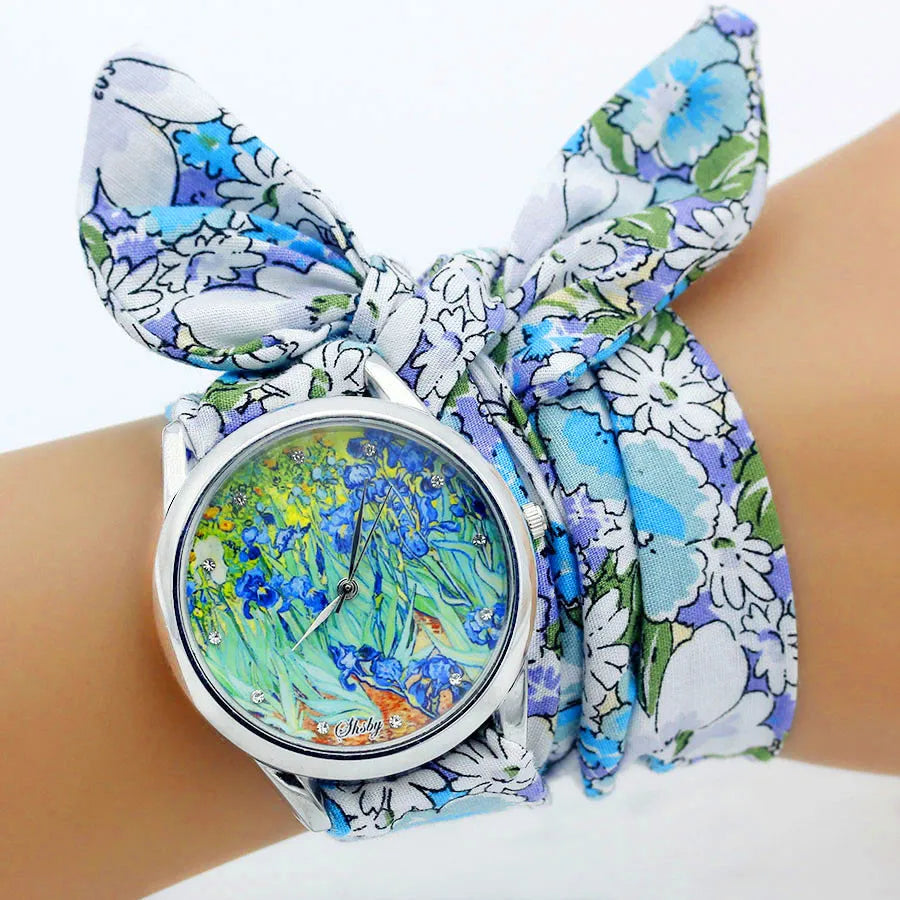 Shsby New Ladies Cloth Wristwatch Fashion Women Dress Watch High Quality Silver Quartz Watch Sweet Girls Watch Fabric Clock