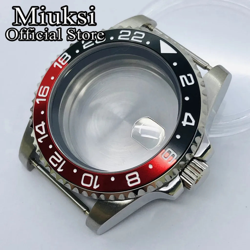 Miuksi 40mm silver rose gold black new watch case ceramic bezel sapphire glass chapter ring fit NH35 NH36 ETA2824 movement