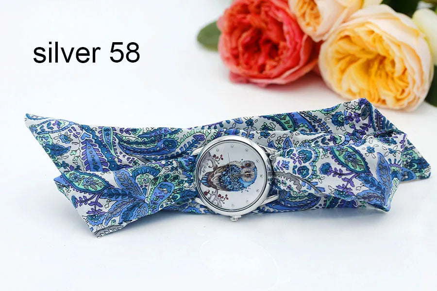 Shsby New Ladies Cloth Wristwatch Fashion Women Dress Watch High Quality Silver Quartz Watch Sweet Girls Watch Fabric Clock