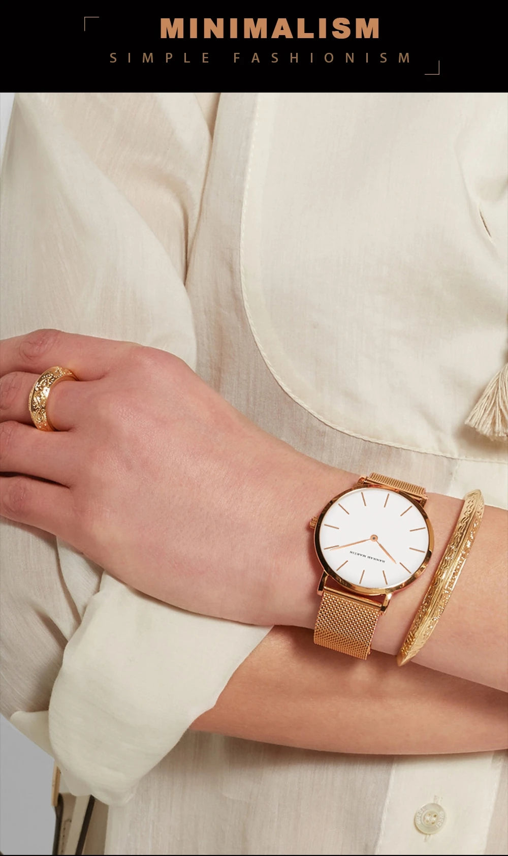 Hannah Martin New 2021 Top Brand Luxury Japan Quartz Wristwatch Stainless Steel Rose Gold Waterproof Watch for Women reloj mujer