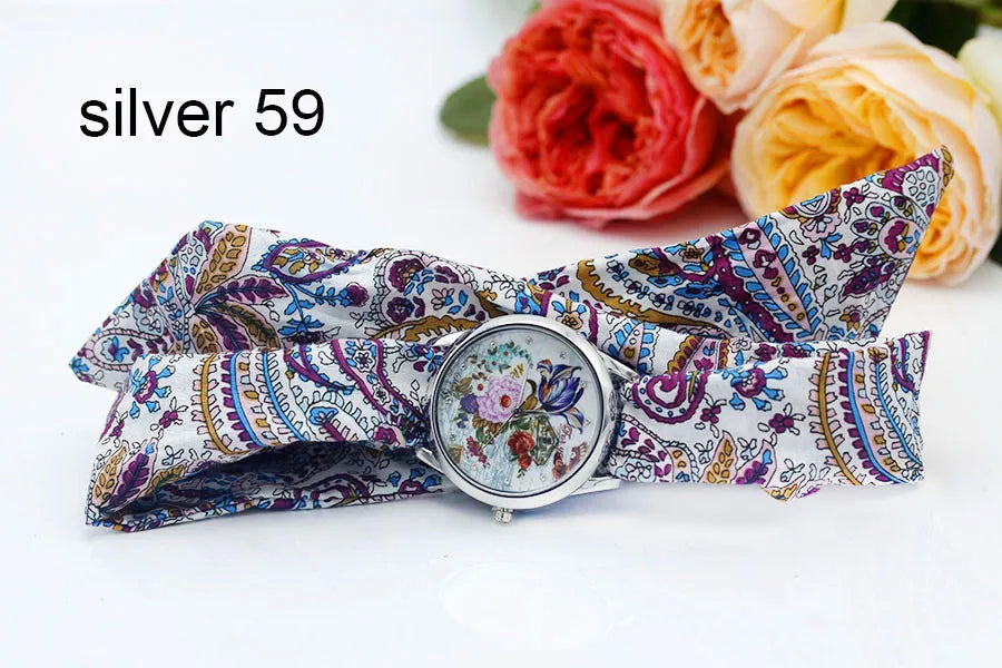 Shsby New Ladies Cloth Wristwatch Fashion Women Dress Watch High Quality Silver Quartz Watch Sweet Girls Watch Fabric Clock