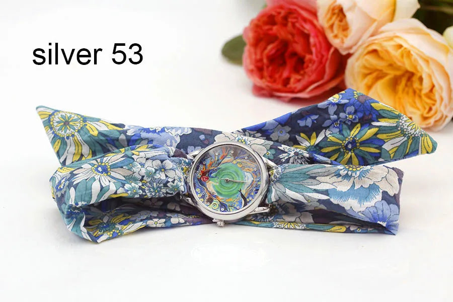 Shsby New Ladies Cloth Wristwatch Fashion Women Dress Watch High Quality Silver Quartz Watch Sweet Girls Watch Fabric Clock