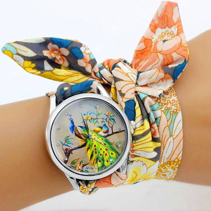 Shsby New Ladies Cloth Wristwatch Fashion Women Dress Watch High Quality Silver Quartz Watch Sweet Girls Watch Fabric Clock