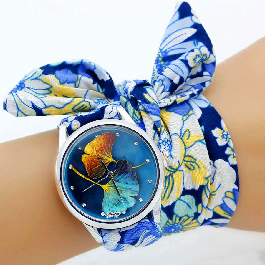 Shsby New Ladies Cloth Wristwatch Fashion Women Dress Watch High Quality Silver Quartz Watch Sweet Girls Watch Fabric Clock