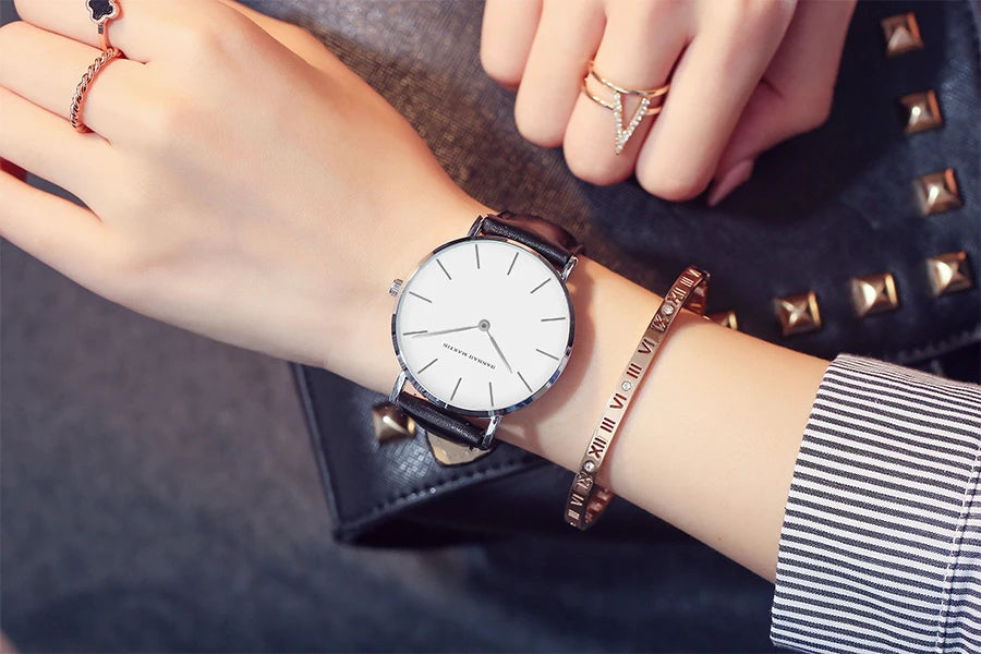 Hannah Martin New 2021 Top Brand Luxury Japan Quartz Wristwatch Stainless Steel Rose Gold Waterproof Watch for Women reloj mujer
