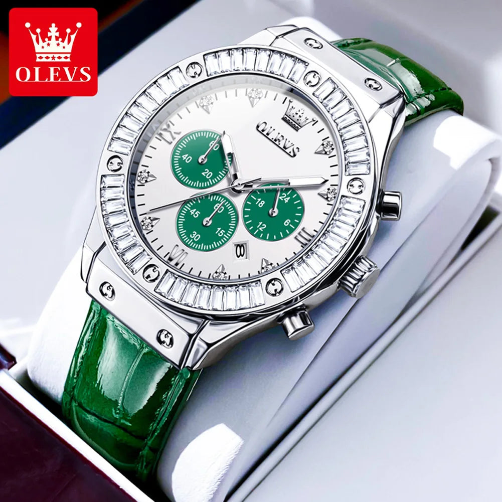 OLEVS Analog Quartz Watch for Women Leather Strap Waterproof Luxury Elegant Ladies' Watches Business Luxury Ladies Wristwatch