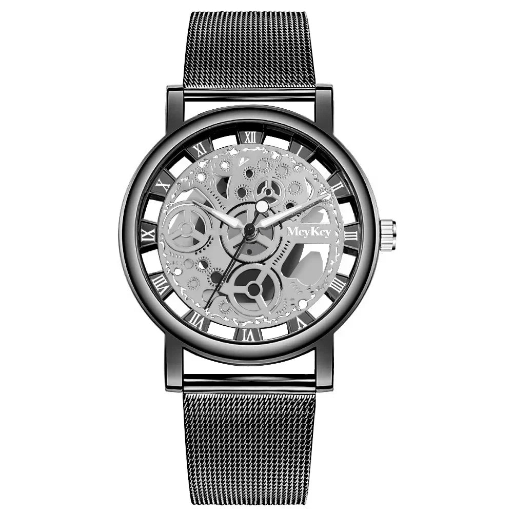 Fashion Top Women Hollow Skeleton Faux Mechanical Watch Ladies Metal Mesh Quartz Wrist Watches For Female Relogio Feminino