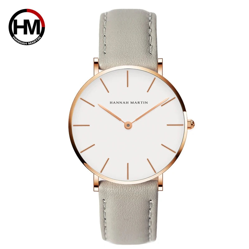 Hannah Martin New 2021 Top Brand Luxury Japan Quartz Wristwatch Stainless Steel Rose Gold Waterproof Watch for Women reloj mujer