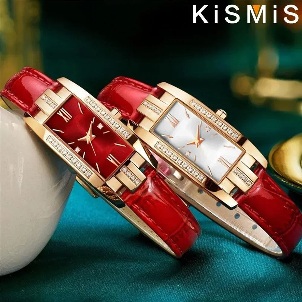 Elegant Women Baroque Rhinestone Quartz Watch Rectangle Analog Wristwatch Fashion Gift for Mom