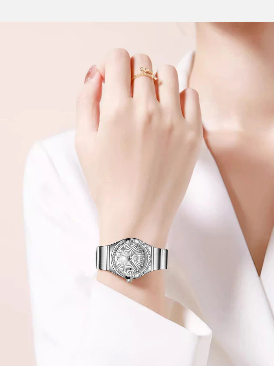 Sunkta Woman Watch LIGE Fashion Luxury Elegant Retro Diamond Simple Stainless Waterproof Casual Calendar Quartz Women's Watches