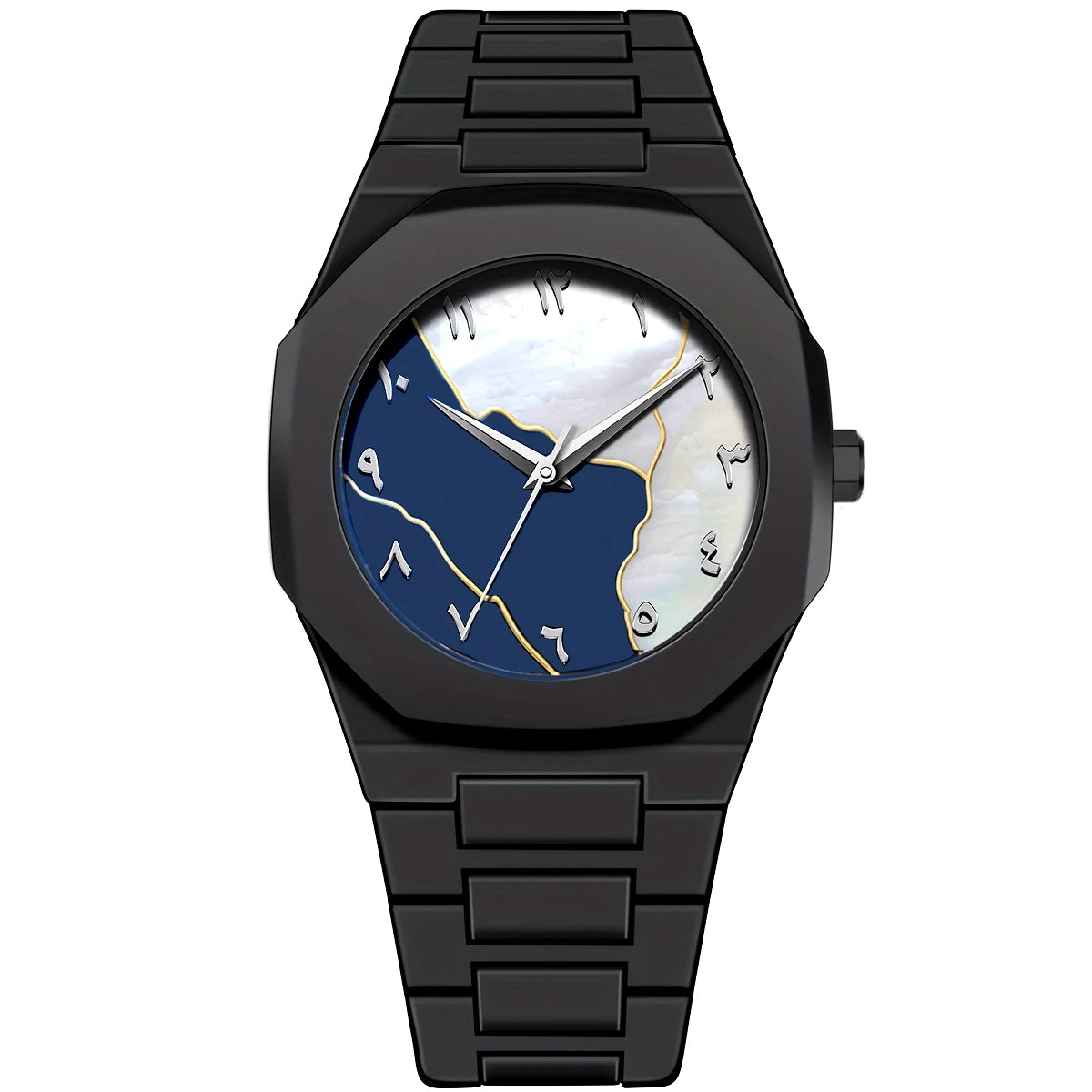 PINTIME New High-End Watches Black Quartz Watch Men's Trend Graffiti Art Quartz Watches Minimalist Business PC Strap