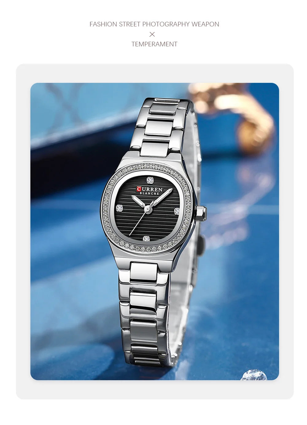CURREN Fashion Casual Quartz Wristwatches for Women Simple Dress Watch Ladies Stainless Steel Bracelet with Luminous Hands
