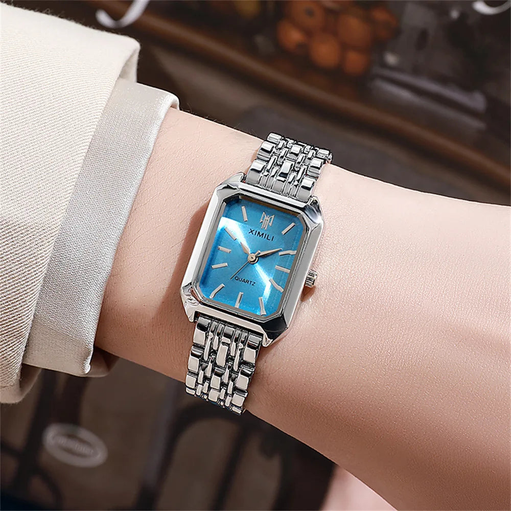 UTHAI W124 Fashion Women watch square business light luxury stainless steel quartz watch casual clock gift,watches for woman