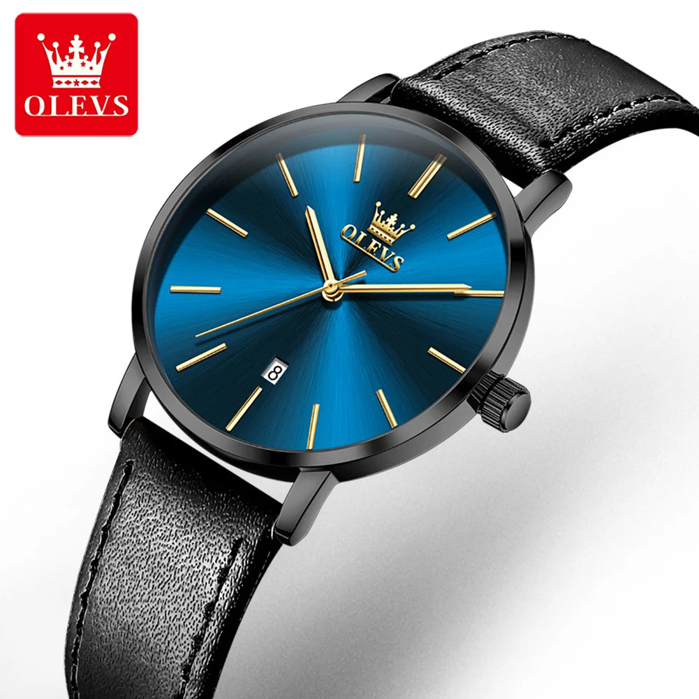 OLEVS 5869 Woman Watch Ultra Thin Waterproof Original Quartz Watch for Women Minimalist Elegant Leather Strap Ladies Wrist Watch