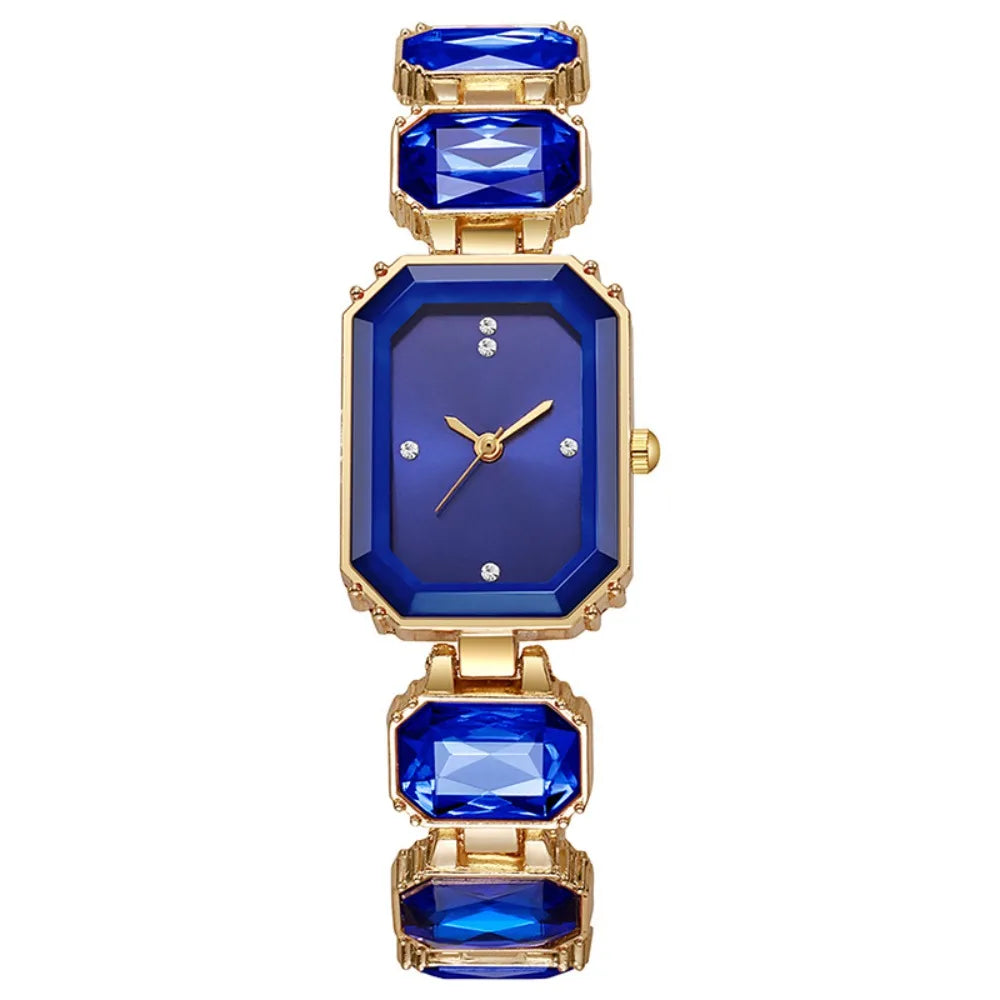 Fashion Rhinestone Quartz Watches Diamond Studded Watch Strap with Adjustable Bracelet Women Wristwatch Square Shaped Watch Gift