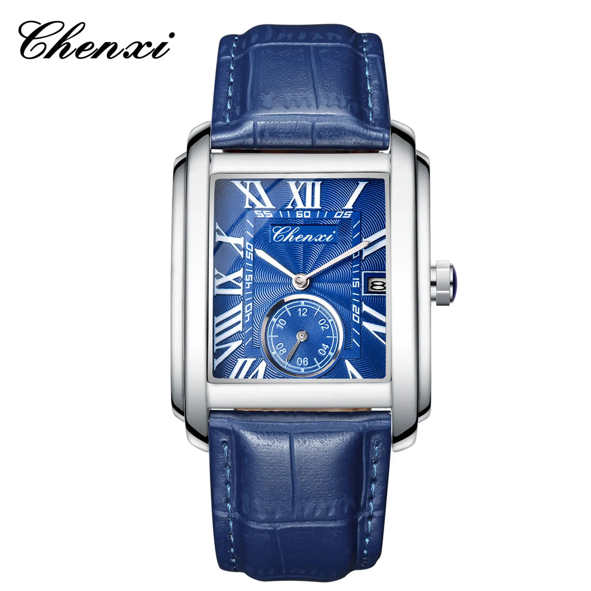Chenxi 8216 Top Brand Rectangle Sport Men Watch Hot Sell Military Calendar Waterproof Male Genuine Leather Quartz Elegant Clock