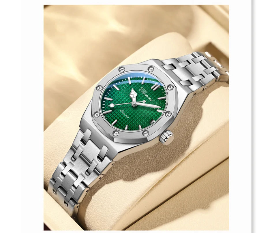 Luxury Women Watches Silver Steel Simple Casual Business Dress Watches for Women Top Brand Waterproof 3bar Calendar Gift Clock