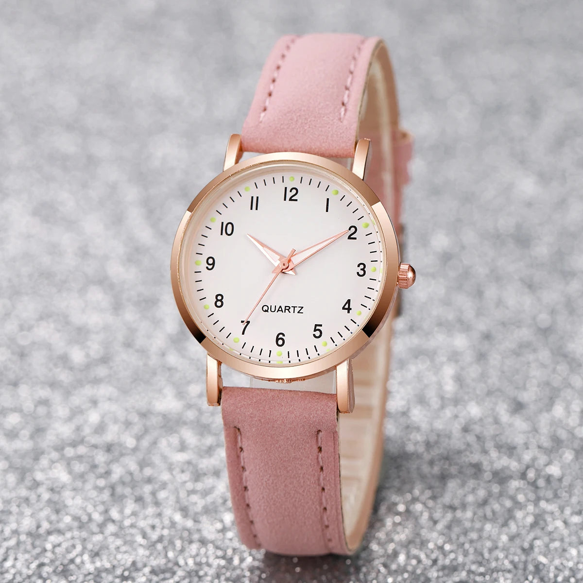 4/6PCS Fashion Arabic Dial Women Watches Ladies Leather Strap Quartz Wristwatch Heart Bracelets Set Reloj Mujer(Without Box)