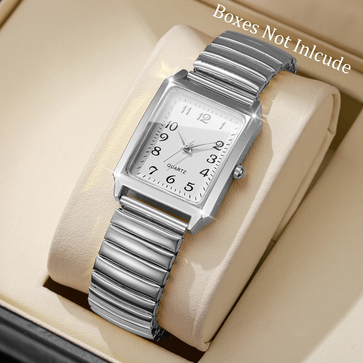 Fashion Rectangle Arabic Dial Women Watches Casual Asual Elastic Strap Quartz Wristwatch for Ladies Relogio Feminino (No Box)