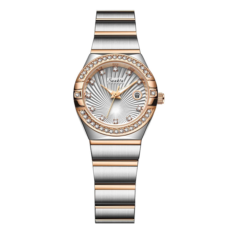 Sunkta Woman Watch LIGE Fashion Luxury Elegant Retro Diamond Simple Stainless Waterproof Casual Calendar Quartz Women's Watches