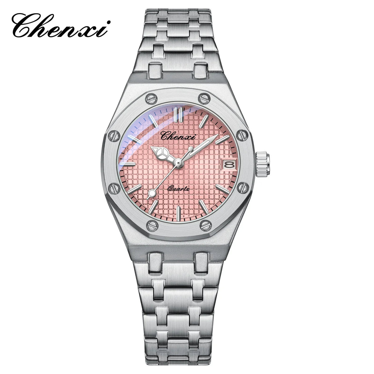 Luxury Women Watches Silver Steel Simple Casual Business Dress Watches for Women Top Brand Waterproof 3bar Calendar Gift Clock