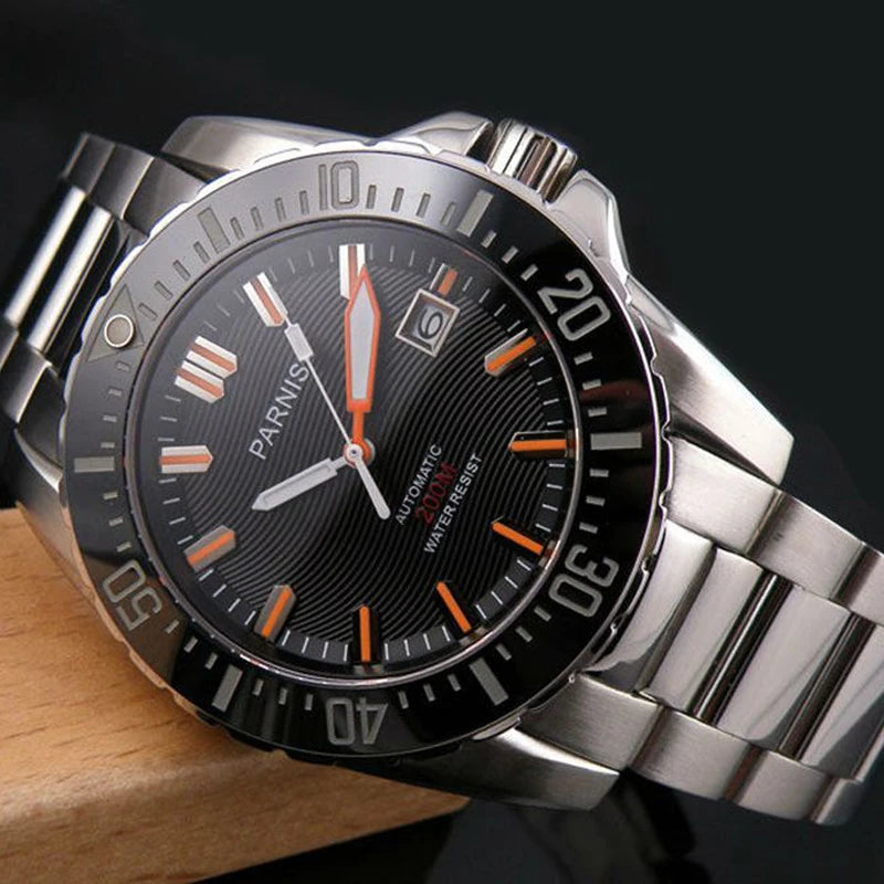 Parnis Automatic Mechanical Diver Men Watch Waterproof 200m Metal Men's Watches Sapphire Glass relojes para automaticos 2026 Man