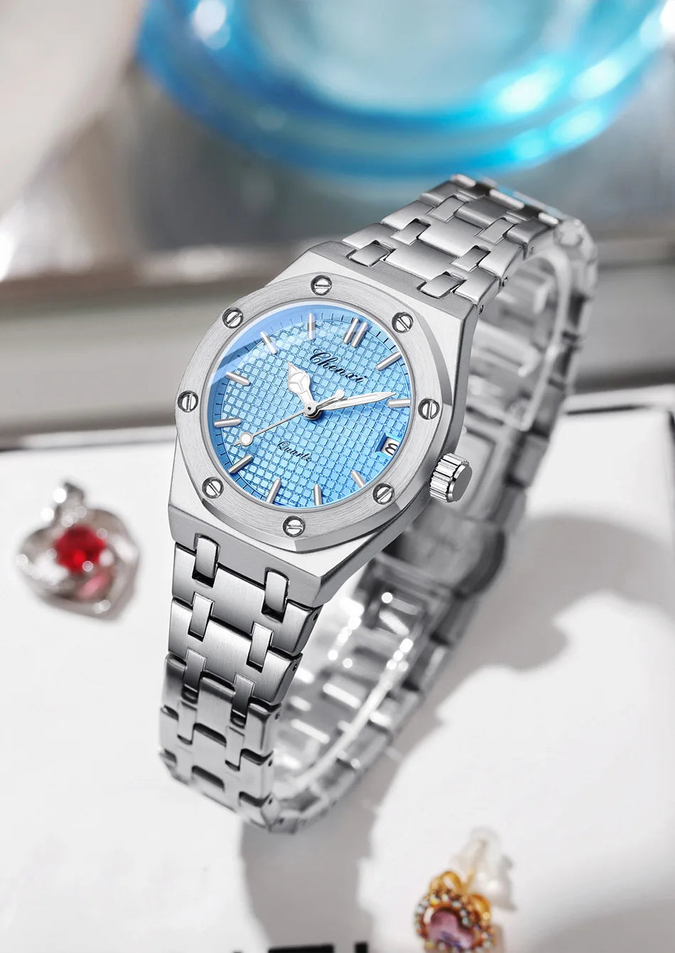 Luxury Women Watches Silver Steel Simple Casual Business Dress Watches for Women Top Brand Waterproof 3bar Calendar Gift Clock