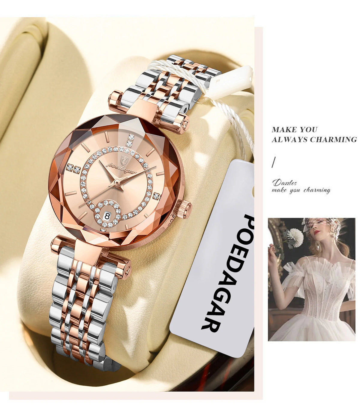 POEDAGAR Luxury Brand Women's Watches Waterproof Stainless Steel Date Ladies Wristwatch Fashion Elegant Quartz Woman Watch Reloj
