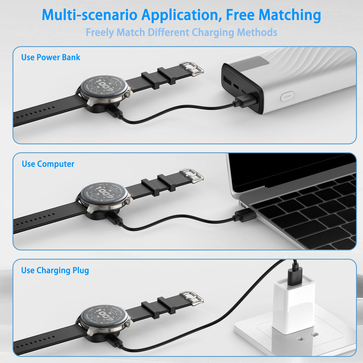2pcs/lot Portable Charger Converter For Amazfit T-Rex 3/Balance 2/1 Smartwatch Charger Adapter For Amazfit Hello Charging Dock