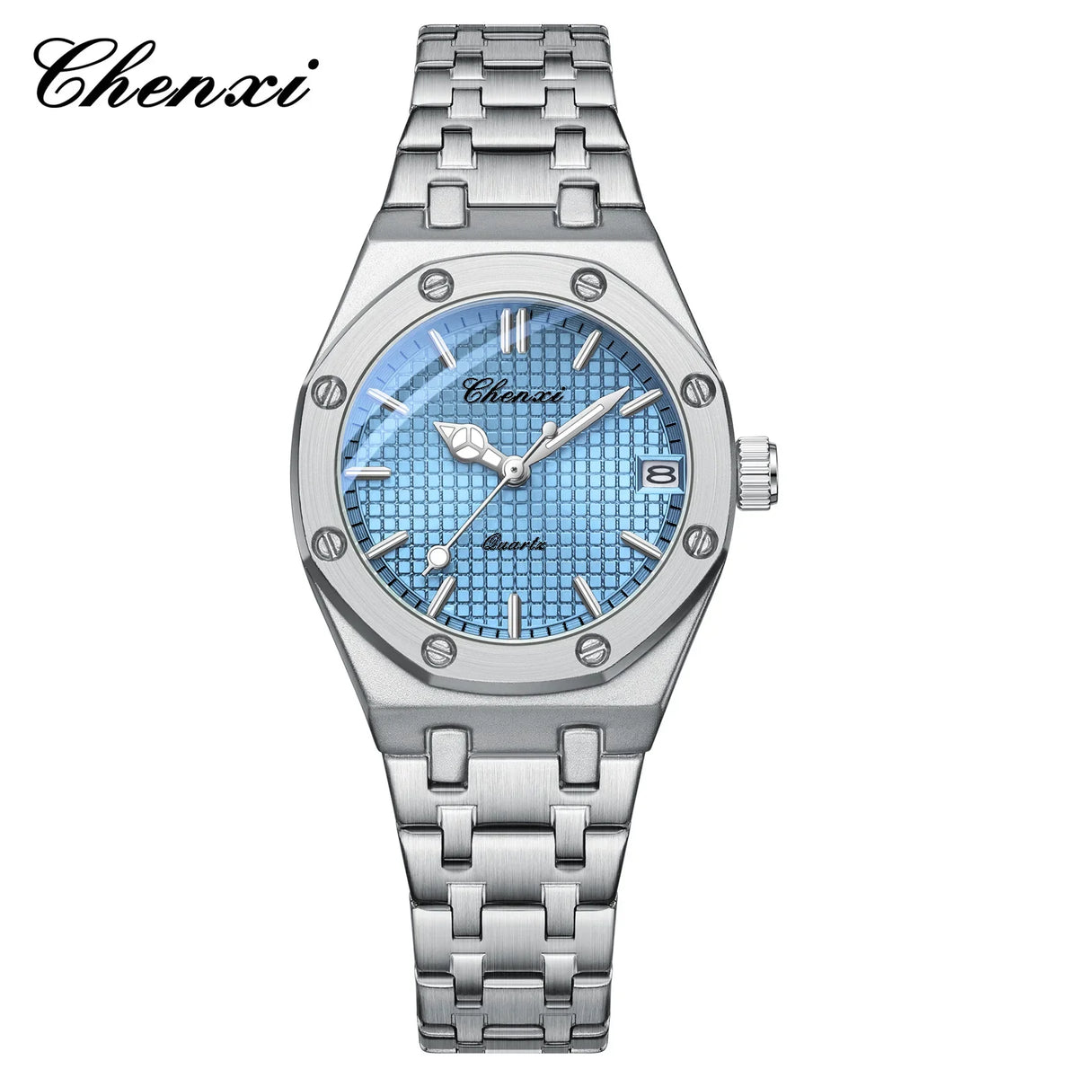 Luxury Women Watches Silver Steel Simple Casual Business Dress Watches for Women Top Brand Waterproof 3bar Calendar Gift Clock