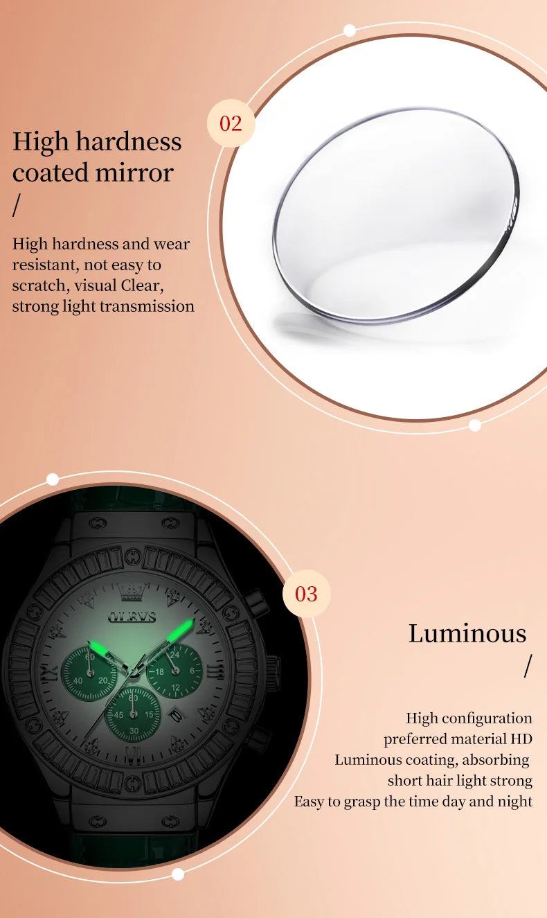 OLEVS Analog Quartz Watch for Women Leather Strap Waterproof Luxury Elegant Ladies' Watches Business Luxury Ladies Wristwatch