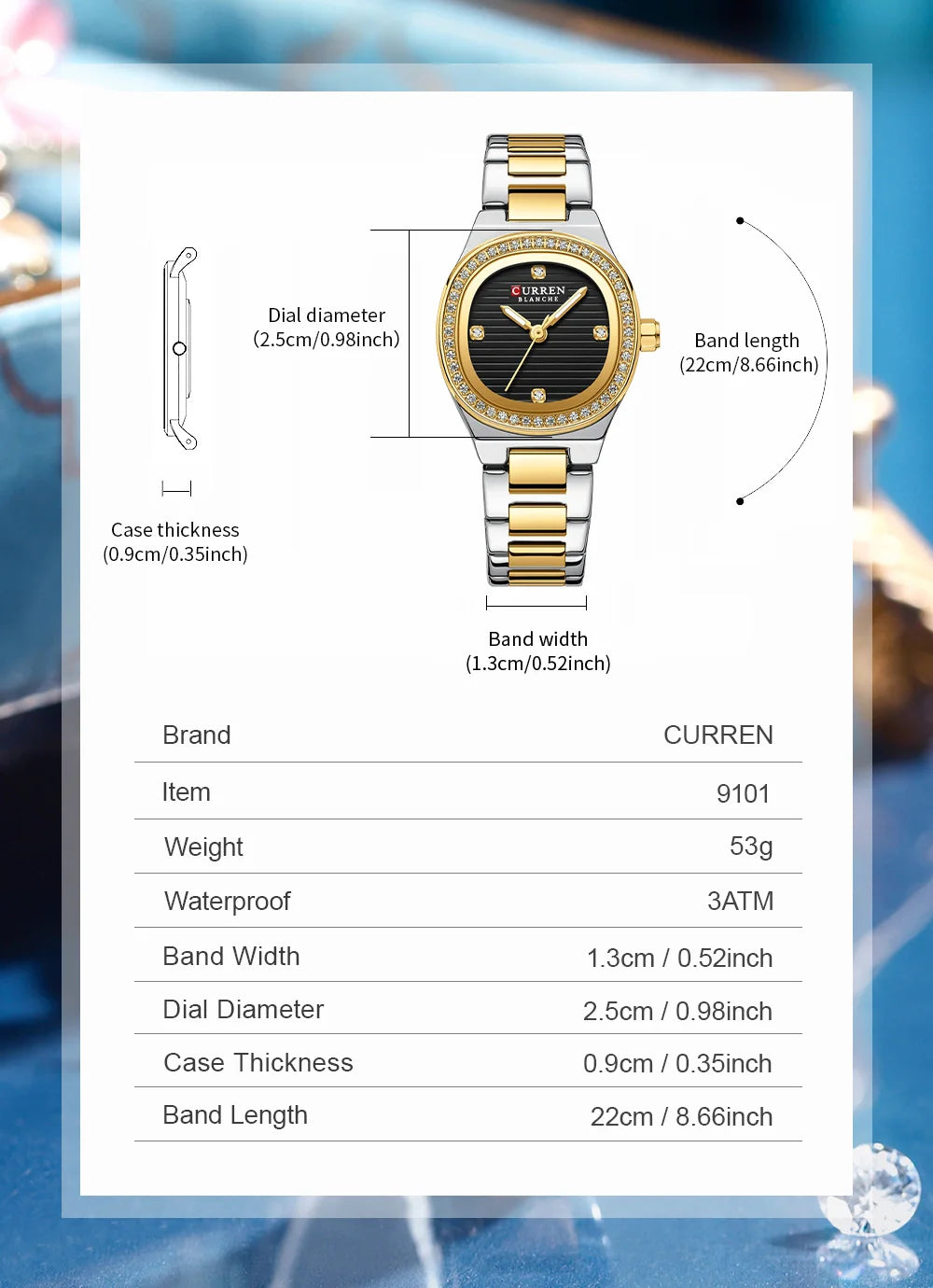 CURREN Fashion Casual Quartz Wristwatches for Women Simple Dress Watch Ladies Stainless Steel Bracelet with Luminous Hands