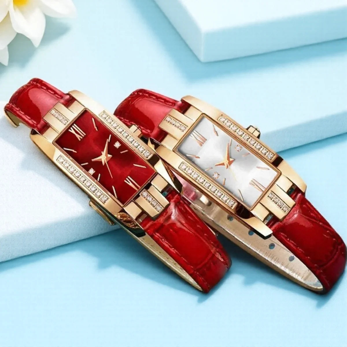 Elegant Women Baroque Rhinestone Quartz Watch Rectangle Analog Wristwatch Fashion Gift for Mom