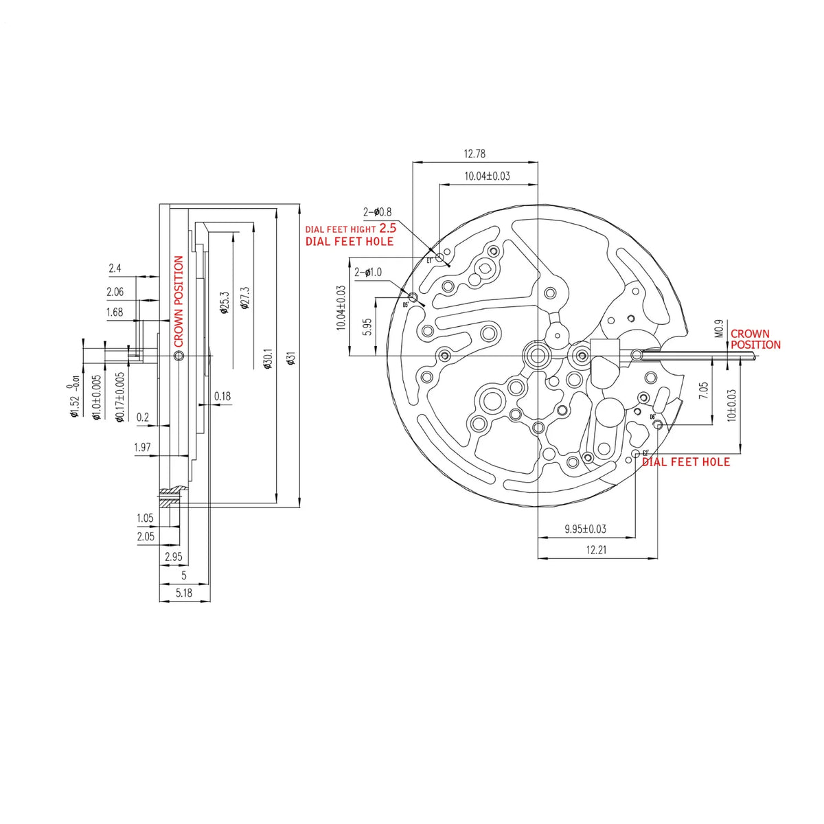 Premium Accurate Automatic Mechanical Watch Movement With Tap 10 Stem Replace For Seagull TY2809 Watch Accessories