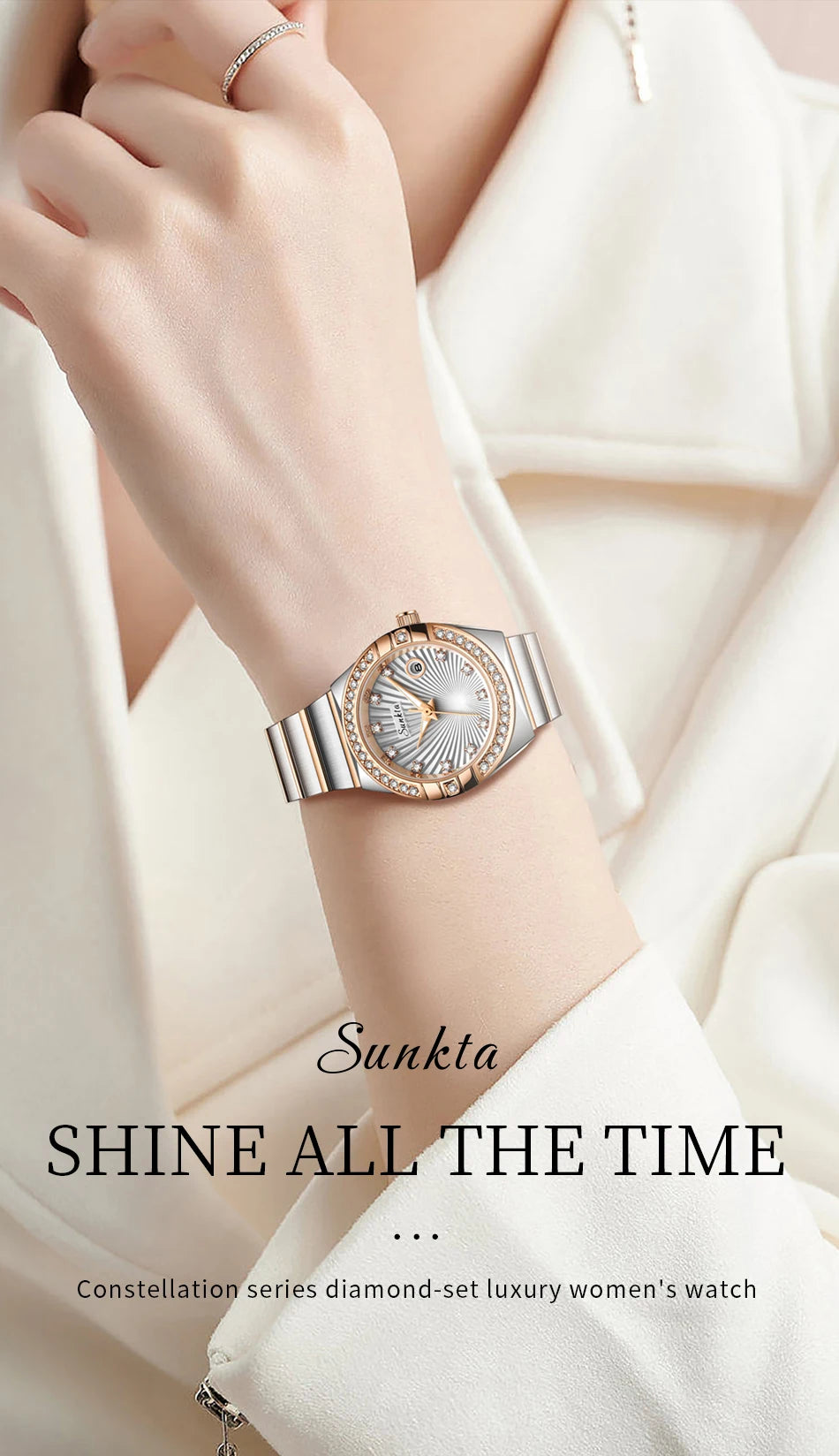 Sunkta Woman Watch LIGE Fashion Luxury Elegant Retro Diamond Simple Stainless Waterproof Casual Calendar Quartz Women's Watches
