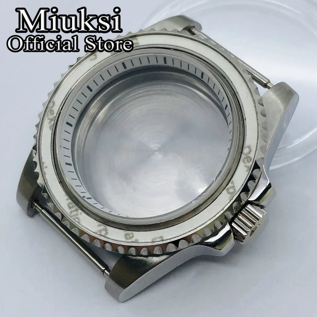 Miuksi 40mm silver rose gold black new watch case ceramic bezel sapphire glass chapter ring fit NH35 NH36 ETA2824 movement