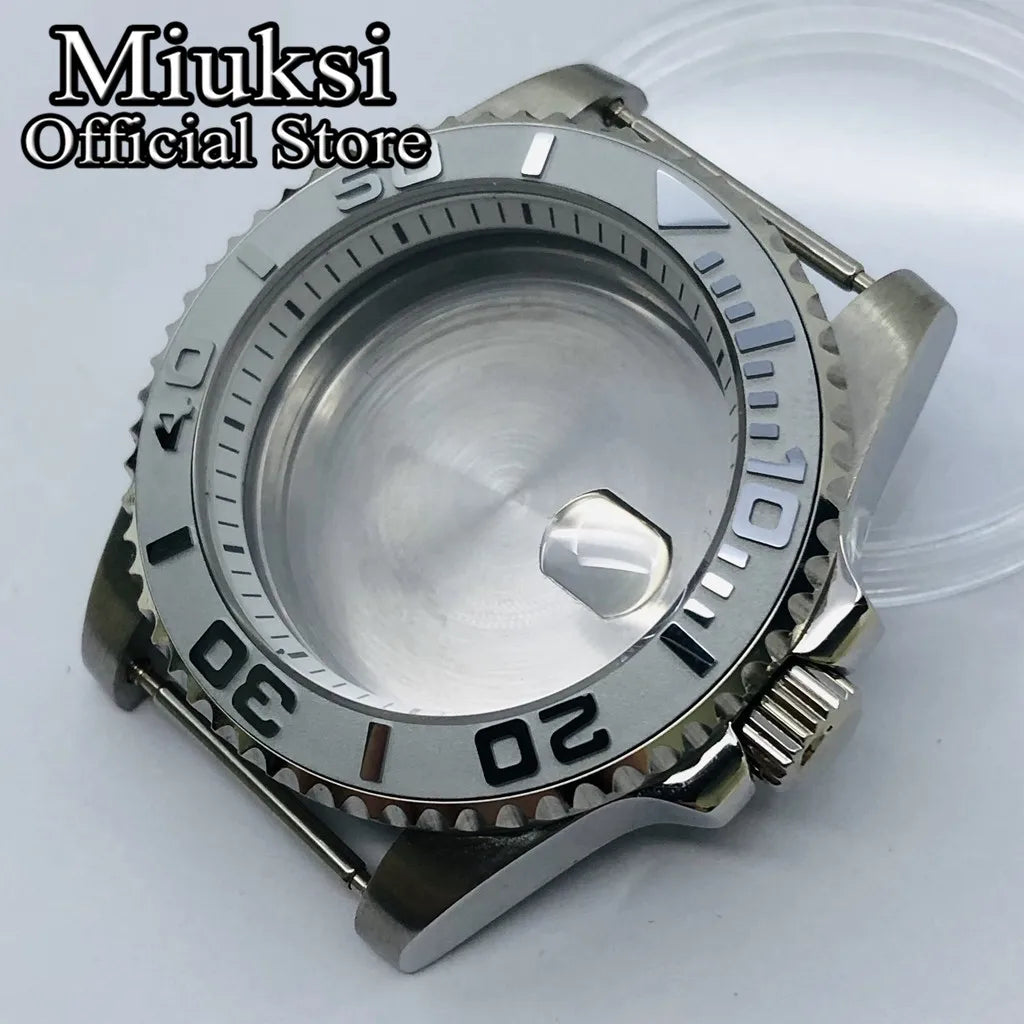 Miuksi 40mm silver rose gold black new watch case ceramic bezel sapphire glass chapter ring fit NH35 NH36 ETA2824 movement