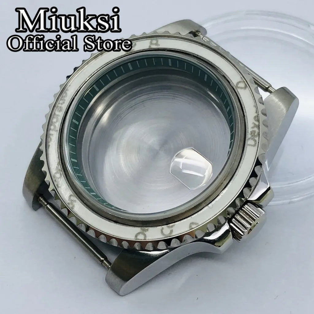 Miuksi 40mm silver rose gold black new watch case ceramic bezel sapphire glass chapter ring fit NH35 NH36 ETA2824 movement