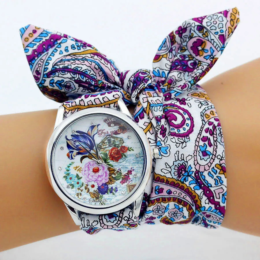 Shsby New Ladies Cloth Wristwatch Fashion Women Dress Watch High Quality Silver  Quartz Watch Sweet Girls Watch Fabric Clock
