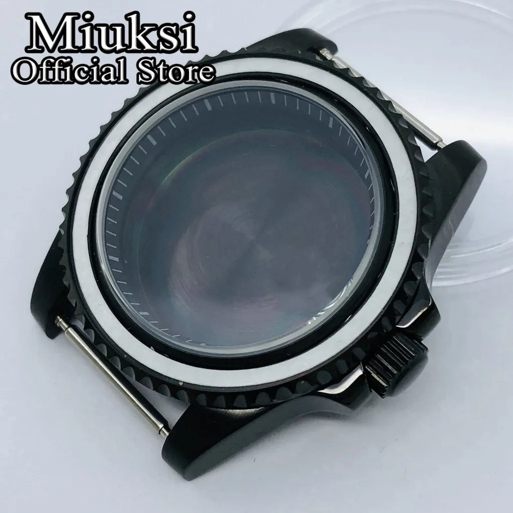 Miuksi 40mm silver rose gold black new watch case ceramic bezel sapphire glass chapter ring fit NH35 NH36 ETA2824 movement