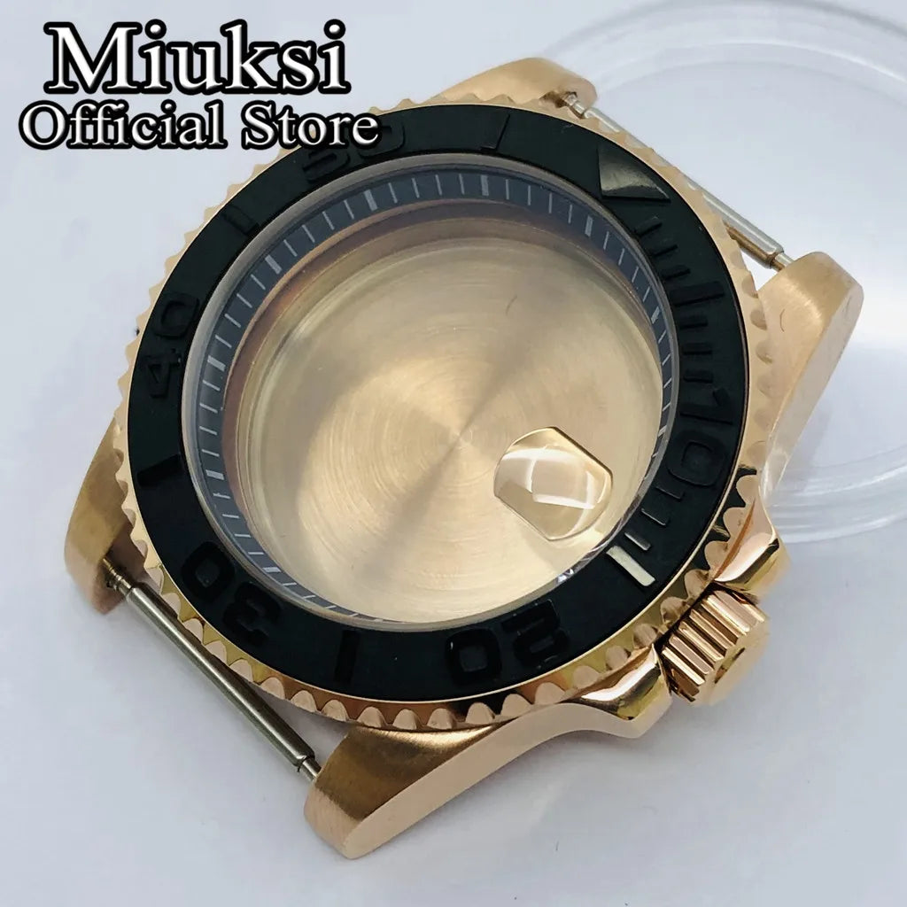 Miuksi 40mm silver rose gold black new watch case ceramic bezel sapphire glass chapter ring fit NH35 NH36 ETA2824 movement