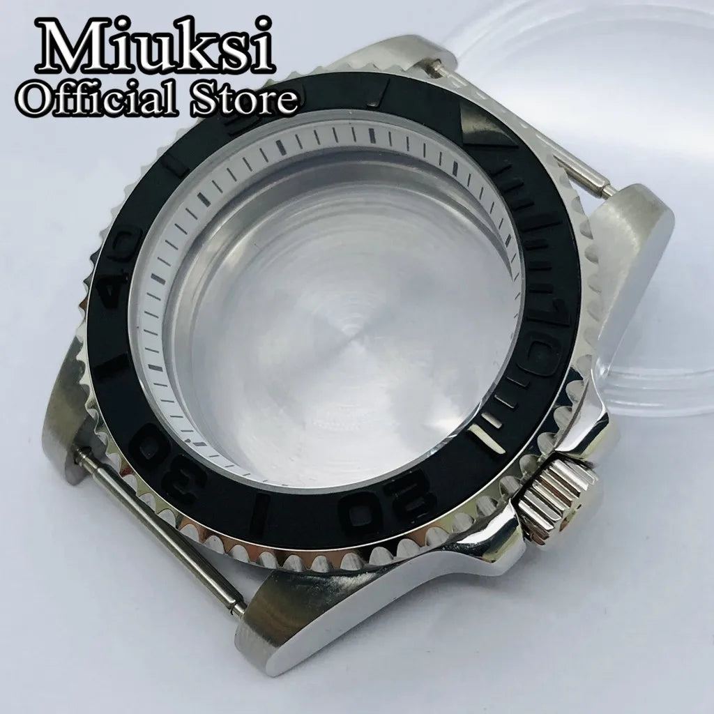 Miuksi 40mm silver rose gold black new watch case ceramic bezel sapphire glass chapter ring fit NH35 NH36 ETA2824 movement