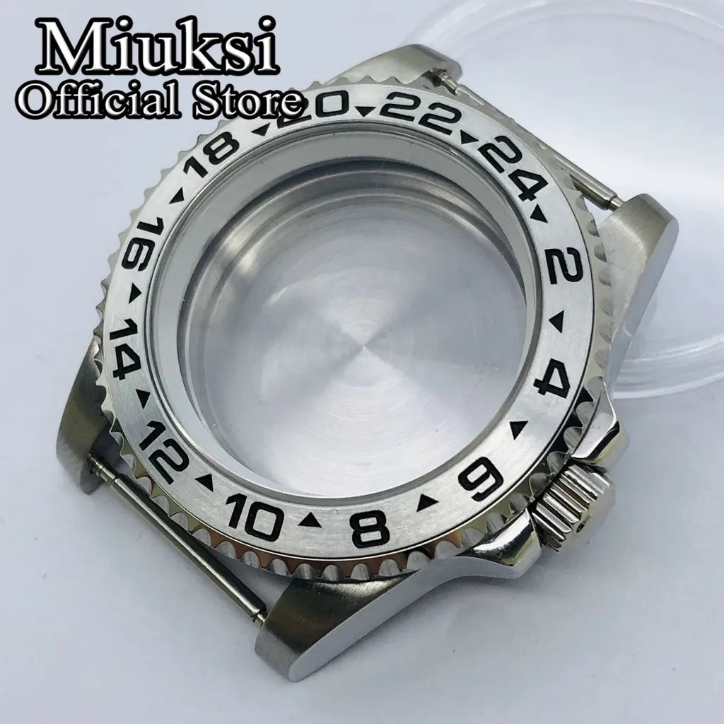 Miuksi 40mm silver rose gold black new watch case ceramic bezel sapphire glass chapter ring fit NH35 NH36 ETA2824 movement
